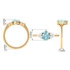 Classic Pear Shape Aquamarine Solitaire Ring with Diamond Trio Aquamarine - ( AAA ) - Quality - Rosec Jewels