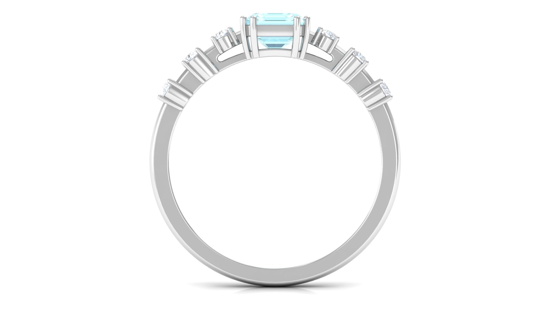 Emerald Cut Shape Sky Blue Topaz and Diamond Solitaire Engagement Ring Sky Blue Topaz - ( AAA ) - Quality - Rosec Jewels