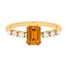 2 CT Emerald Cut Citrine and Diamond Solitaire Engagement Ring Citrine - ( AAA ) - Quality - Rosec Jewels