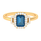 Octagon Cut London Blue Topaz and Diamond Statement Engagement Ring London Blue Topaz - ( AAA ) - Quality - Rosec Jewels