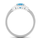 Emerald Cut Swiss Blue Topaz and Diamond Statement Engagement Ring Swiss Blue Topaz - ( AAA ) - Quality - Rosec Jewels