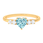 1 CT Heart Shape Aquamarine Solitaire Promise Ring with Diamond Aquamarine - ( AAA ) - Quality - Rosec Jewels