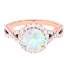 3 CT Ethiopian Opal Crossover Engagement Ring with Moissanite Halo Ethiopian Opal - ( AAA ) - Quality - Rosec Jewels