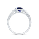 2 CT Created Blue Sapphire and Diamond Engagement Ring with Crossover Shank Lab Created Blue Sapphire - ( AAAA ) - Quality - Rosec Jewels