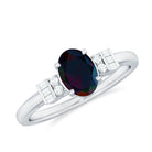 1 CT Natural Oval Cut Black Opal Classic Engagement Ring with Diamond Black Opal - ( AAA ) - Quality - Rosec Jewels