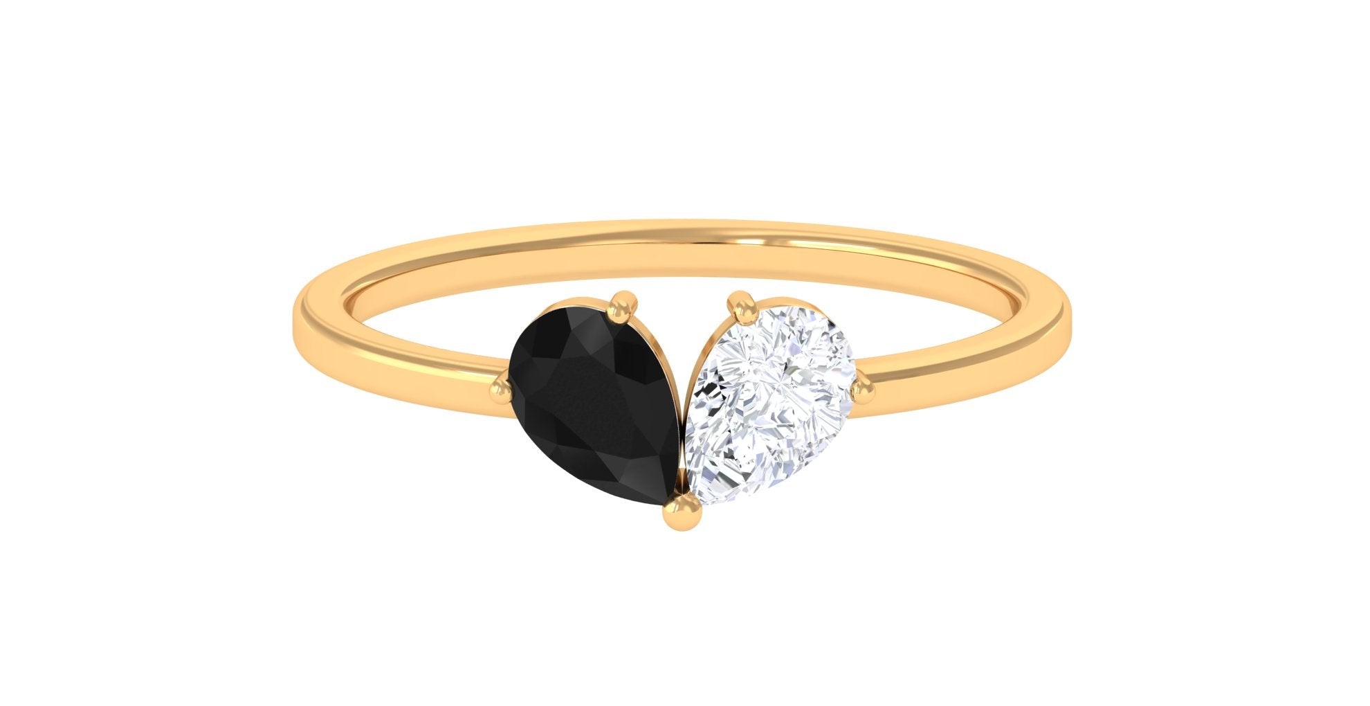 Created Black Diamond 2 Stone Ring Lab Created Black Diamond - ( AAAA ) - Quality - Rosec Jewels