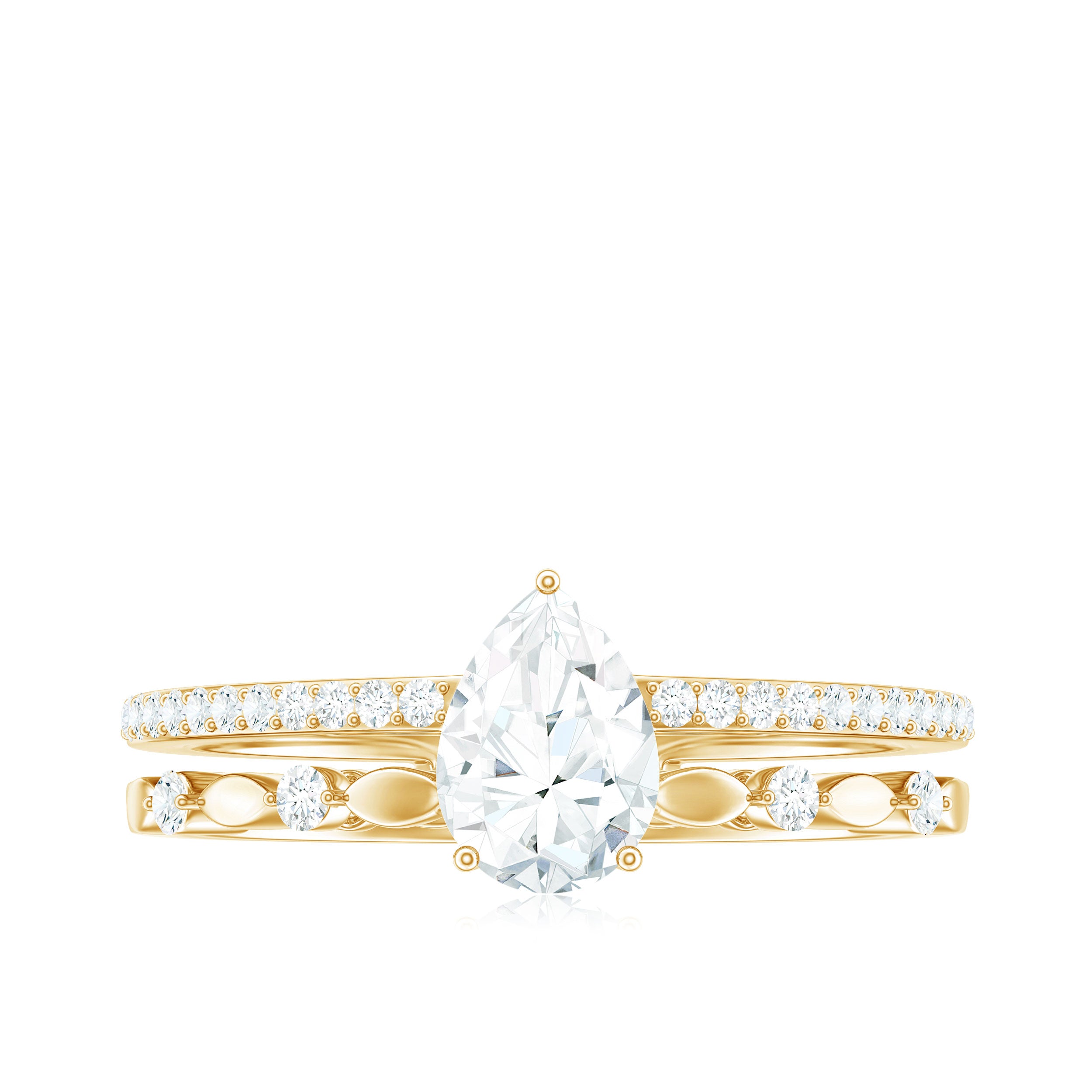 Solitaire Lab Grown Diamond Double Band Ring Lab Grown Diamond - ( EF-VS ) - Color and Clarity - Rosec Jewels