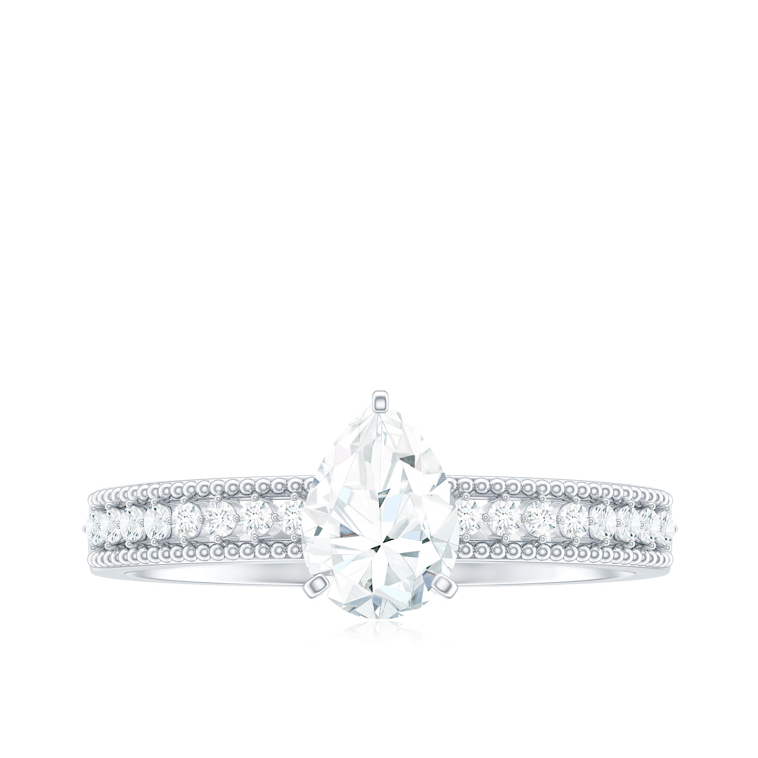 Pear Shaped Lab Grown Diamond Solitaire Engagement Ring Lab Grown Diamond - ( EF-VS ) - Color and Clarity - Rosec Jewels