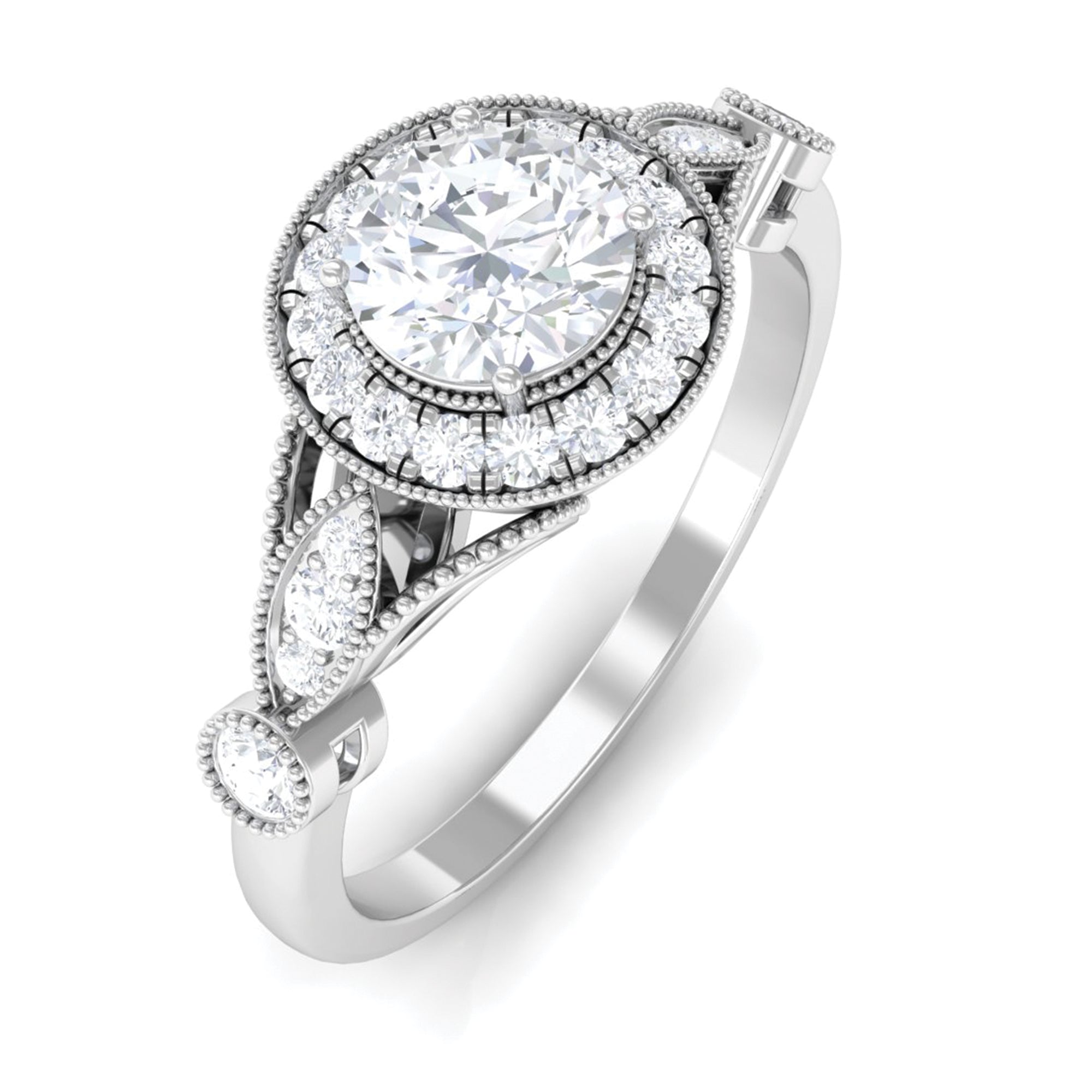 Vintage Inspired Lab Grown Diamond Engagement Ring Lab Grown Diamond - ( EF-VS ) - Color and Clarity - Rosec Jewels