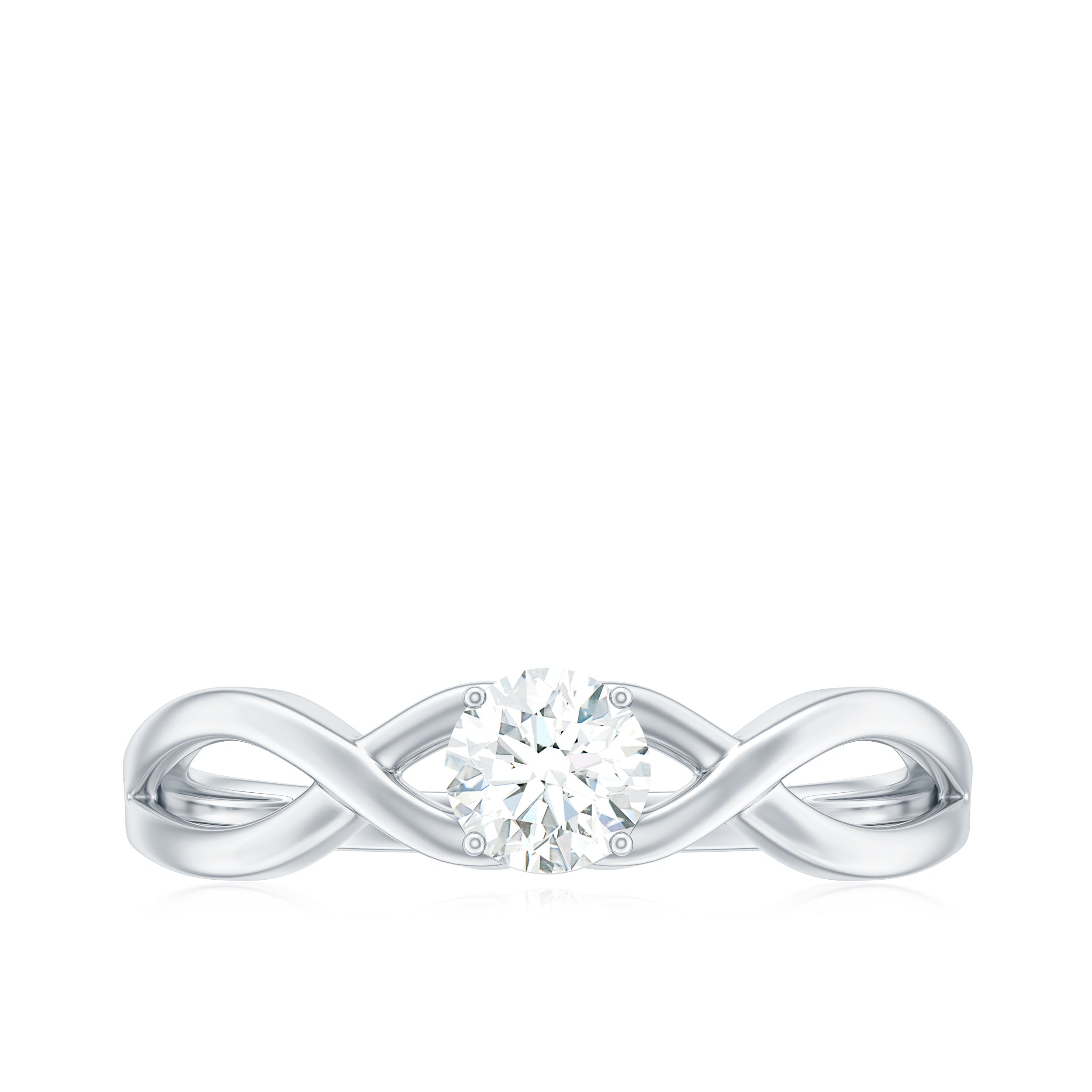 Round Lab Grown Diamond Solitaire Promise Ring in Crossover Shank Lab Grown Diamond - ( EF-VS ) - Color and Clarity - Rosec Jewels