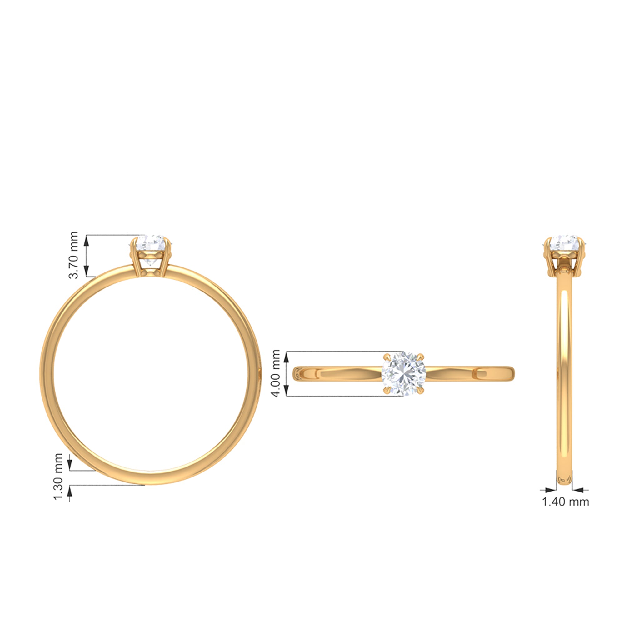 Round Shape Lab Grown Diamond Solitaire Promise Ring Lab Grown Diamond - ( EF-VS ) - Color and Clarity - Rosec Jewels