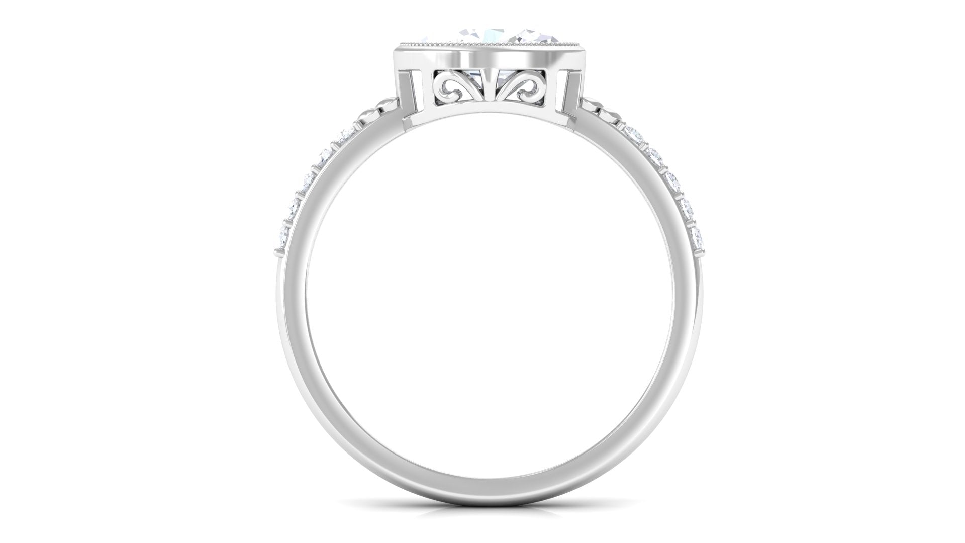 Oval Lab Grown Diamond Solitaire Engagement Ring in Bezel Setting Lab Grown Diamond - ( EF-VS ) - Color and Clarity - Rosec Jewels