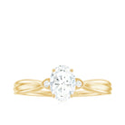 Oval Lab Grown Diamond Simple Solitaire Ring Lab Grown Diamond - ( EF-VS ) - Color and Clarity - Rosec Jewels