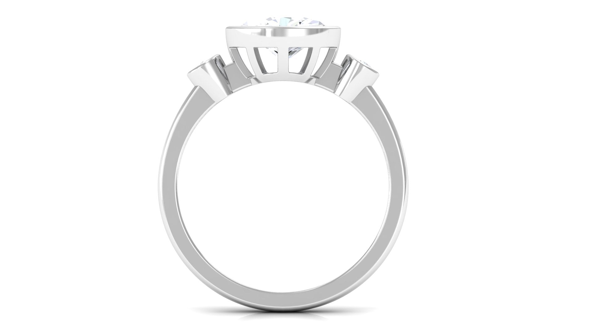 Bezel Set Oval Lab Grown Diamond East West Engagement Ring Lab Grown Diamond - ( EF-VS ) - Color and Clarity - Rosec Jewels