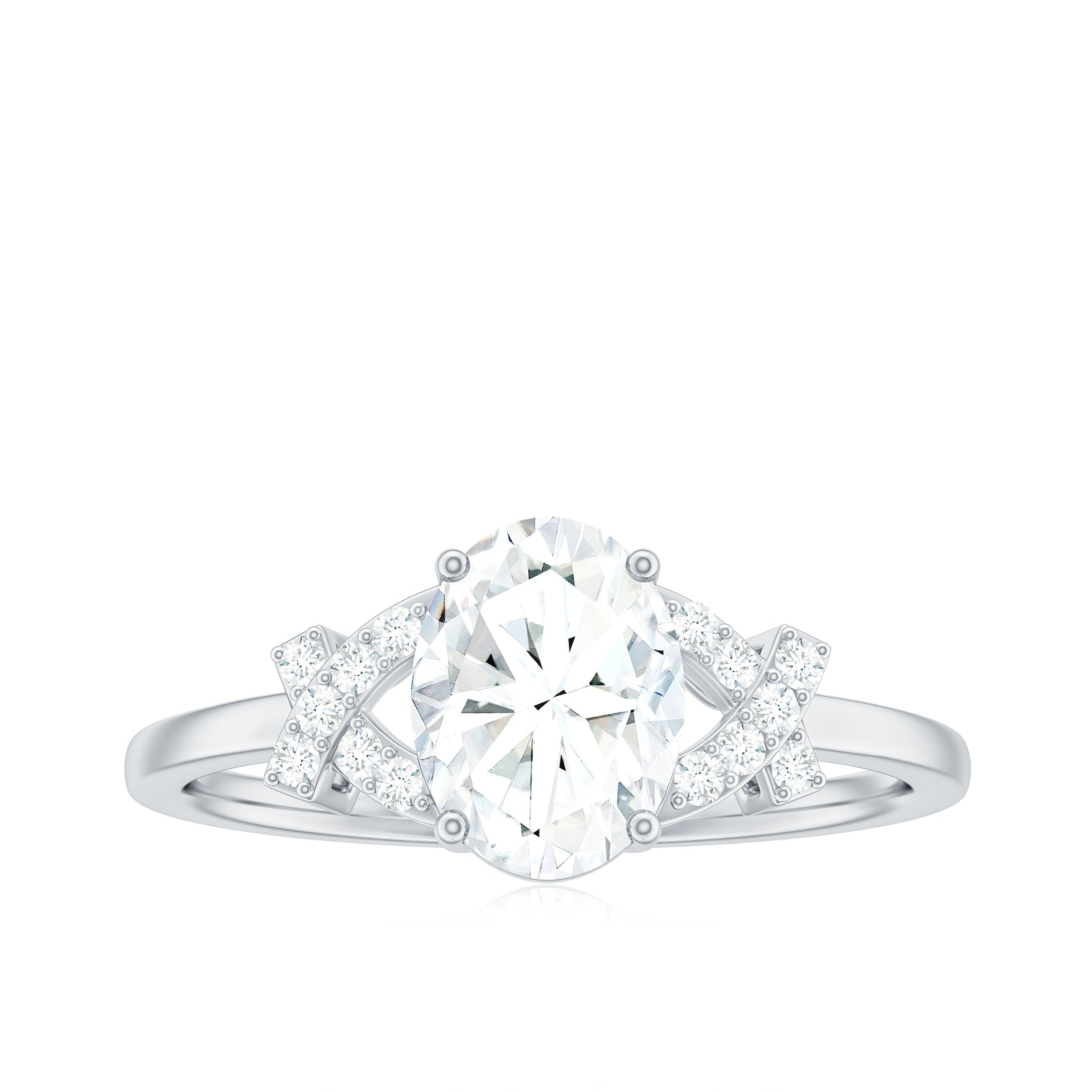 Oval Shape Lab Grown Diamond Solitaire Ring in Split Shank Lab Grown Diamond - ( EF-VS ) - Color and Clarity - Rosec Jewels