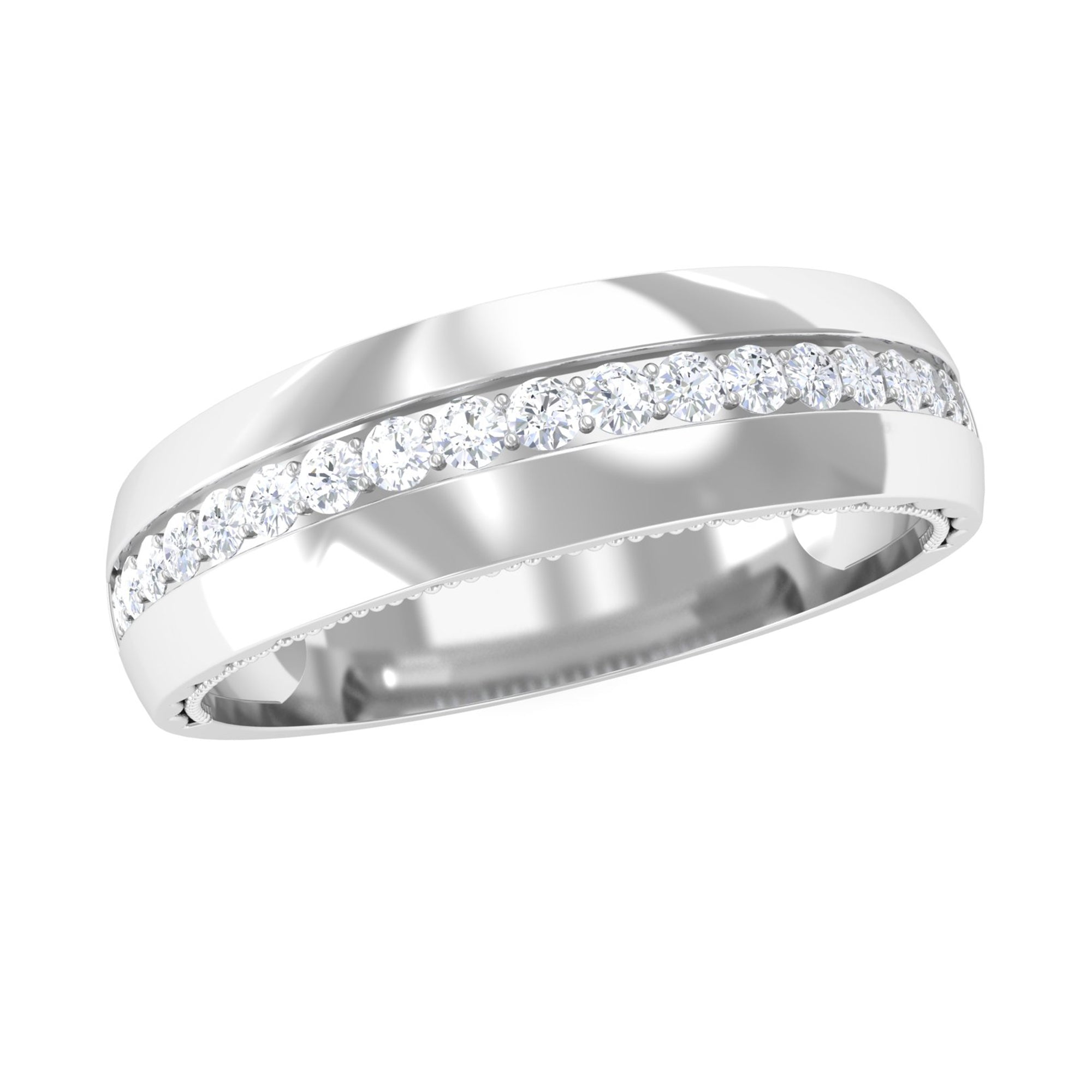 Rosec Jewels-Certified Moissanite Classic Wedding Band Ring