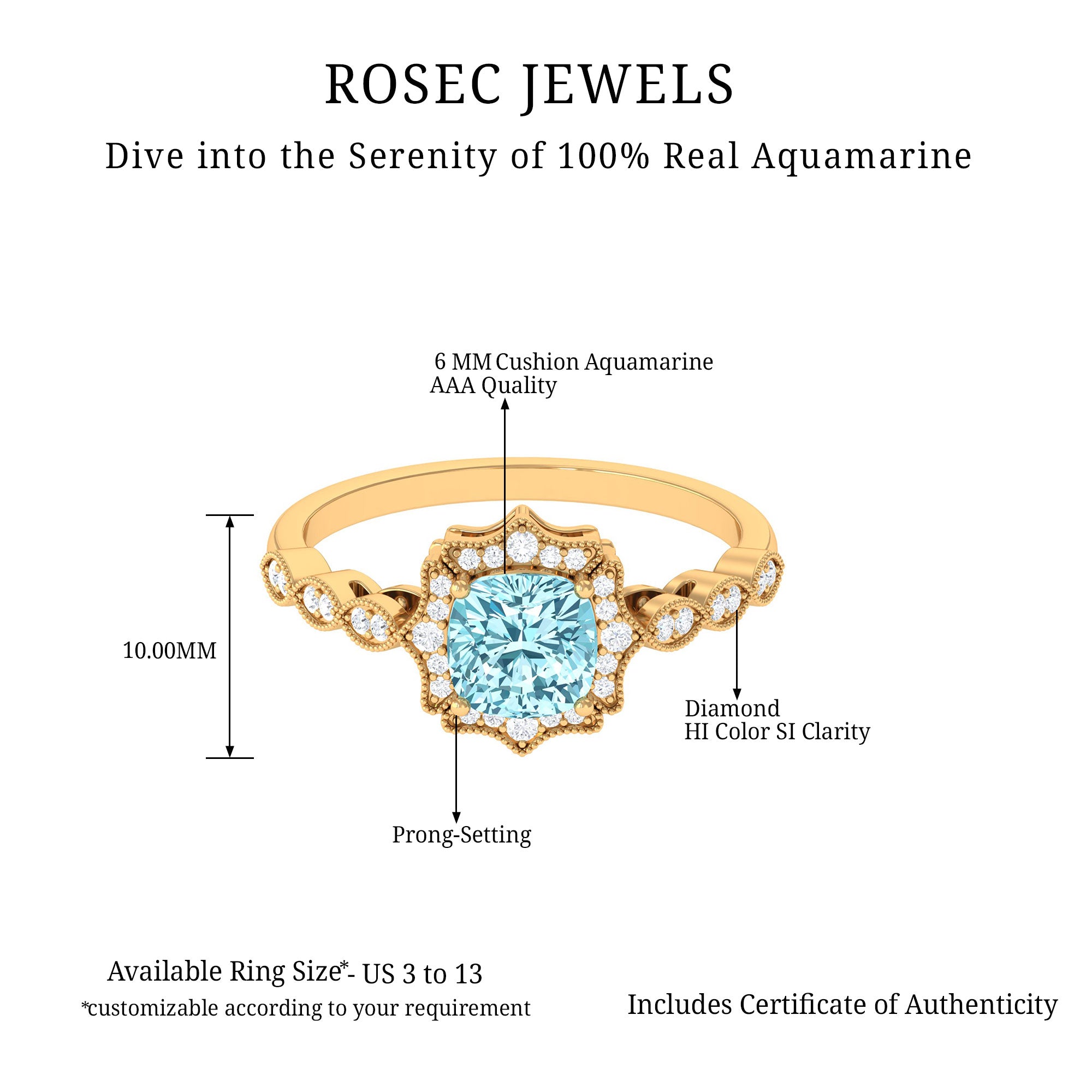 3.25 CT Shared Prong Set Aquamarine Eternity Ring Aquamarine - ( AAA ) - Quality - Rosec Jewels