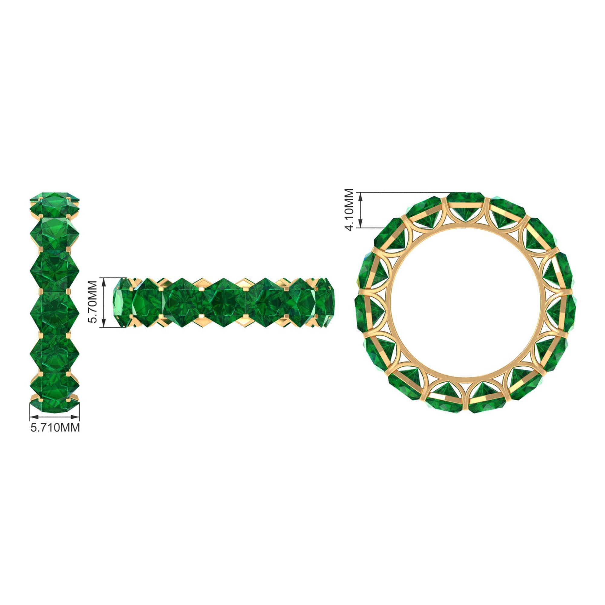 Hexagon Cut Created Emerald Full Eternity Band Ring Lab Created Emerald - ( AAAA ) - Quality - Rosec Jewels