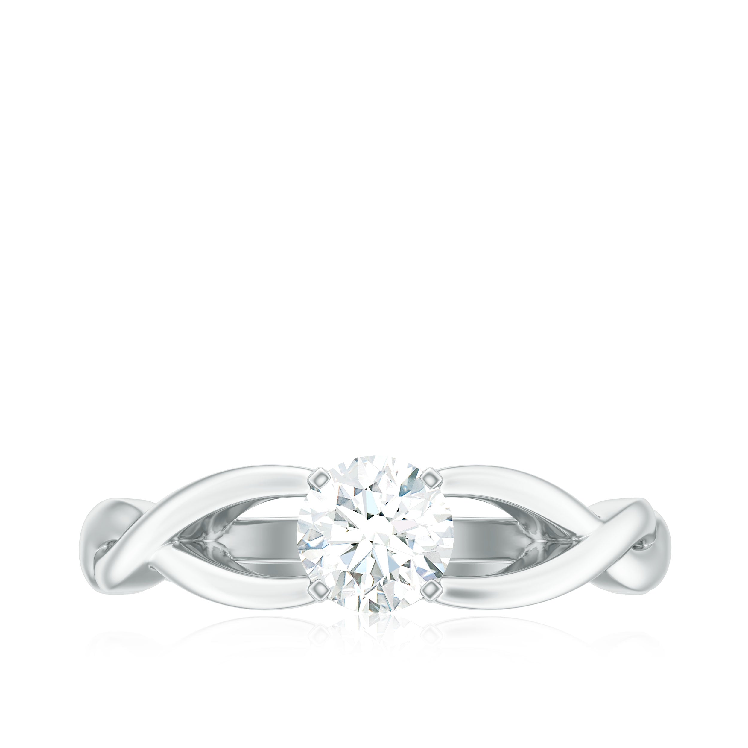 Certified Zircon Solitaire Ring with Crossover Shank Zircon - ( AAAA ) - Quality - Rosec Jewels