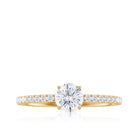 Round Shape Moissanite Solitaire Ring with Side Stones in Gold Moissanite - ( D-VS1 ) - Color and Clarity - Rosec Jewels