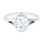 Bezel Set Moissanite Solitaire Engagement Ring Moissanite - ( D-VS1 ) - Color and Clarity - Rosec Jewels