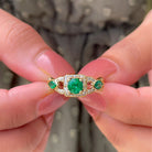 Natural Emerald and Diamond Vintage Engagement Ring Emerald - ( AAA ) - Quality - Rosec Jewels