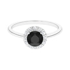 Black and White Diamond Promise Ring with Halo Black Diamond - ( AAA ) - Quality - Rosec Jewels