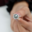 Tahitian Pearl and Diamond Halo Engagement Ring in Criss Cross Shank Tahitian pearl - ( AAA ) - Quality - Rosec Jewels