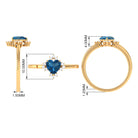 Heart Shape London Blue Topaz Promise Ring with Diamond Accent London Blue Topaz - ( AAA ) - Quality - Rosec Jewels