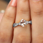 3/4 CT Oval Cut Morganite Solitaire Engagement Ring with Diamond Morganite - ( AAA ) - Quality - Rosec Jewels