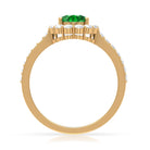 1 CT Oval shape Emerald Halo Engagement Ring with Diamond Emerald - ( AAA ) - Quality - Rosec Jewels