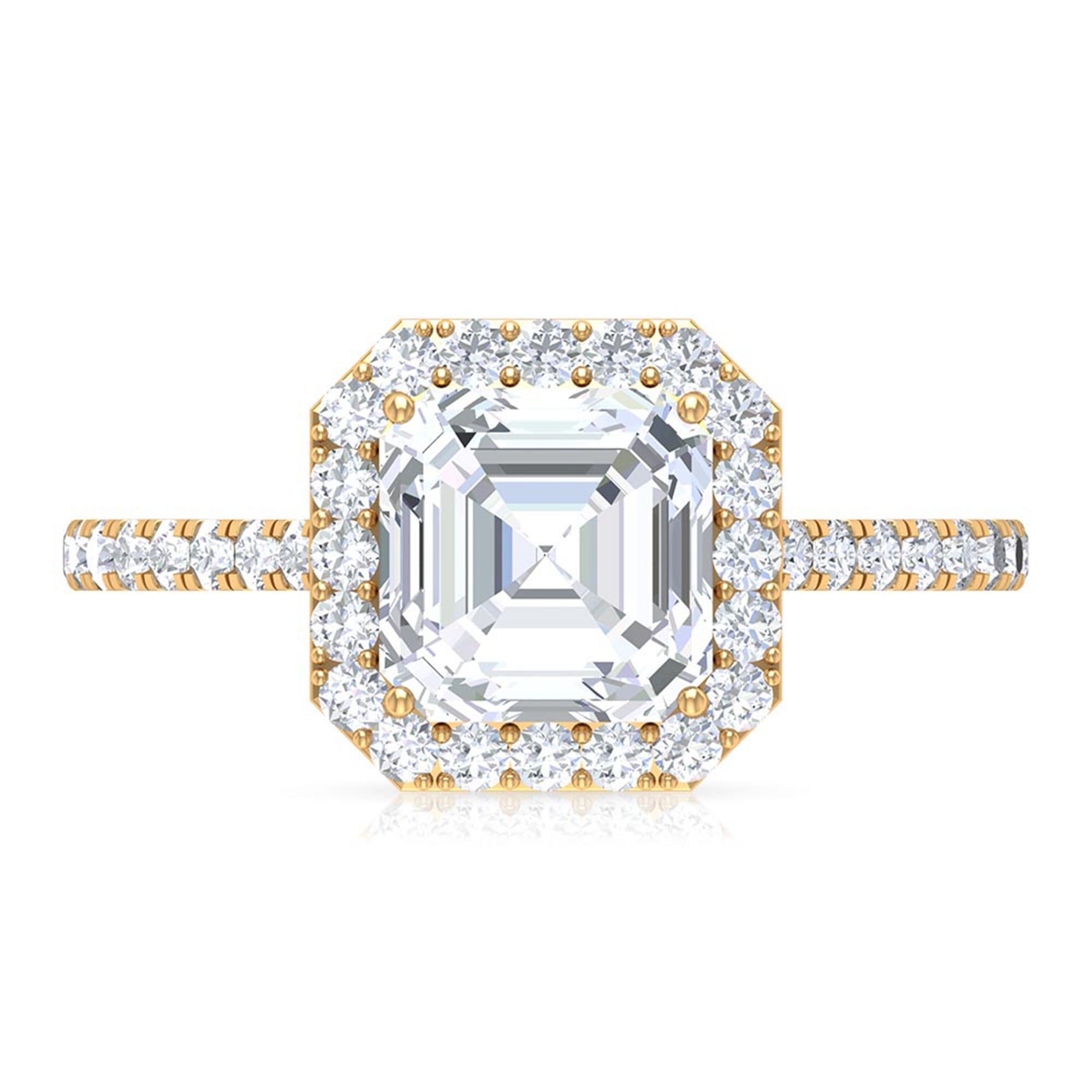 Asscher Cut Moissanite Classic Engagement Ring Moissanite - ( D-VS1 ) - Color and Clarity - Rosec Jewels