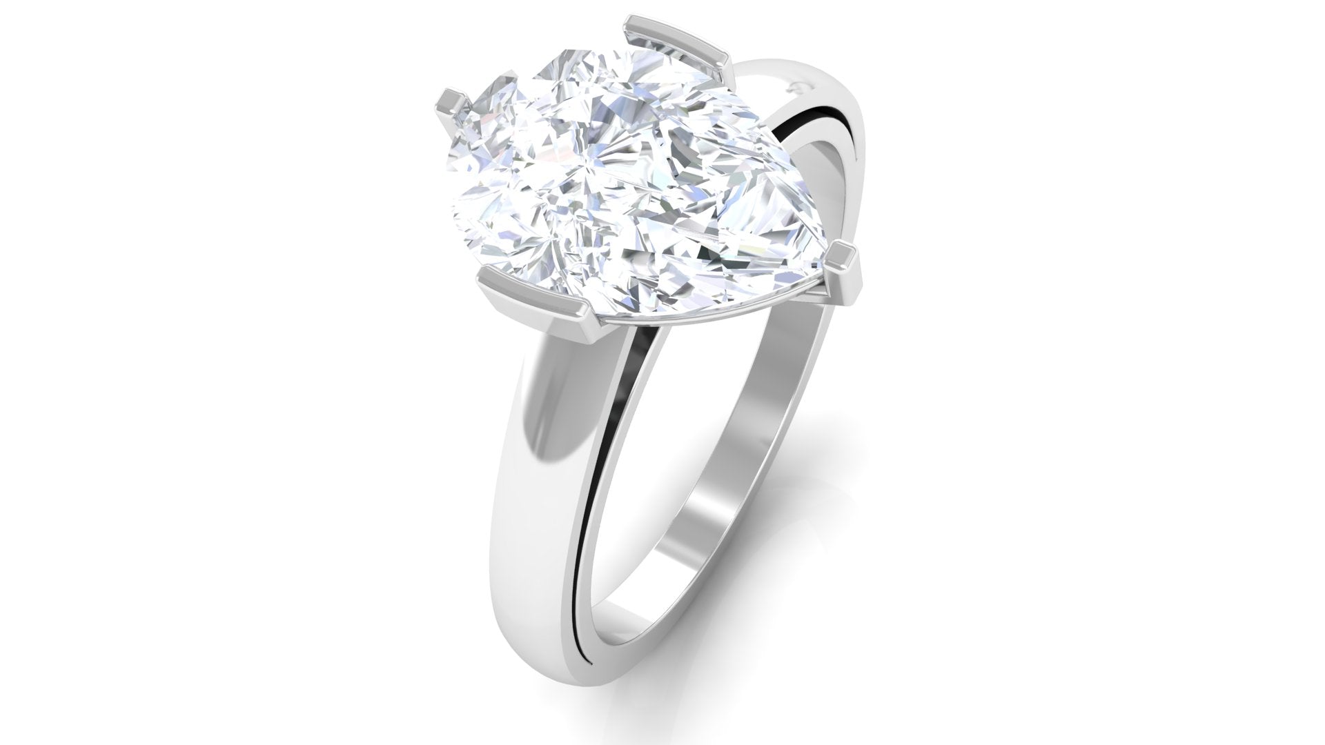 Rosec Jewels-2 CT Two Tone Promise Ring for Her with Pear Cut Solitaire Moissanite