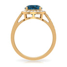 Round London Blue Topaz Classic Halo Ring with Diamond London Blue Topaz - ( AAA ) - Quality - Rosec Jewels