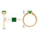 Princess Cut Created Emerald Solitaire Engagement Ring Lab Created Emerald - ( AAAA ) - Quality - Rosec Jewels