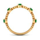 Floral Inspired Lab Grown Emerald and Diamond Half Eternity Ring Lab Created Emerald - ( AAAA ) - Quality - Rosec Jewels