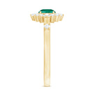 1 CT Round Created Emerald Classic Halo Engagement Ring with Diamond Lab Created Emerald - ( AAAA ) - Quality - Rosec Jewels