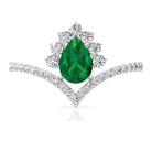 Lab Grown Emerald and Diamond Designer Engagement Ring Lab Created Emerald - ( AAAA ) - Quality - Rosec Jewels