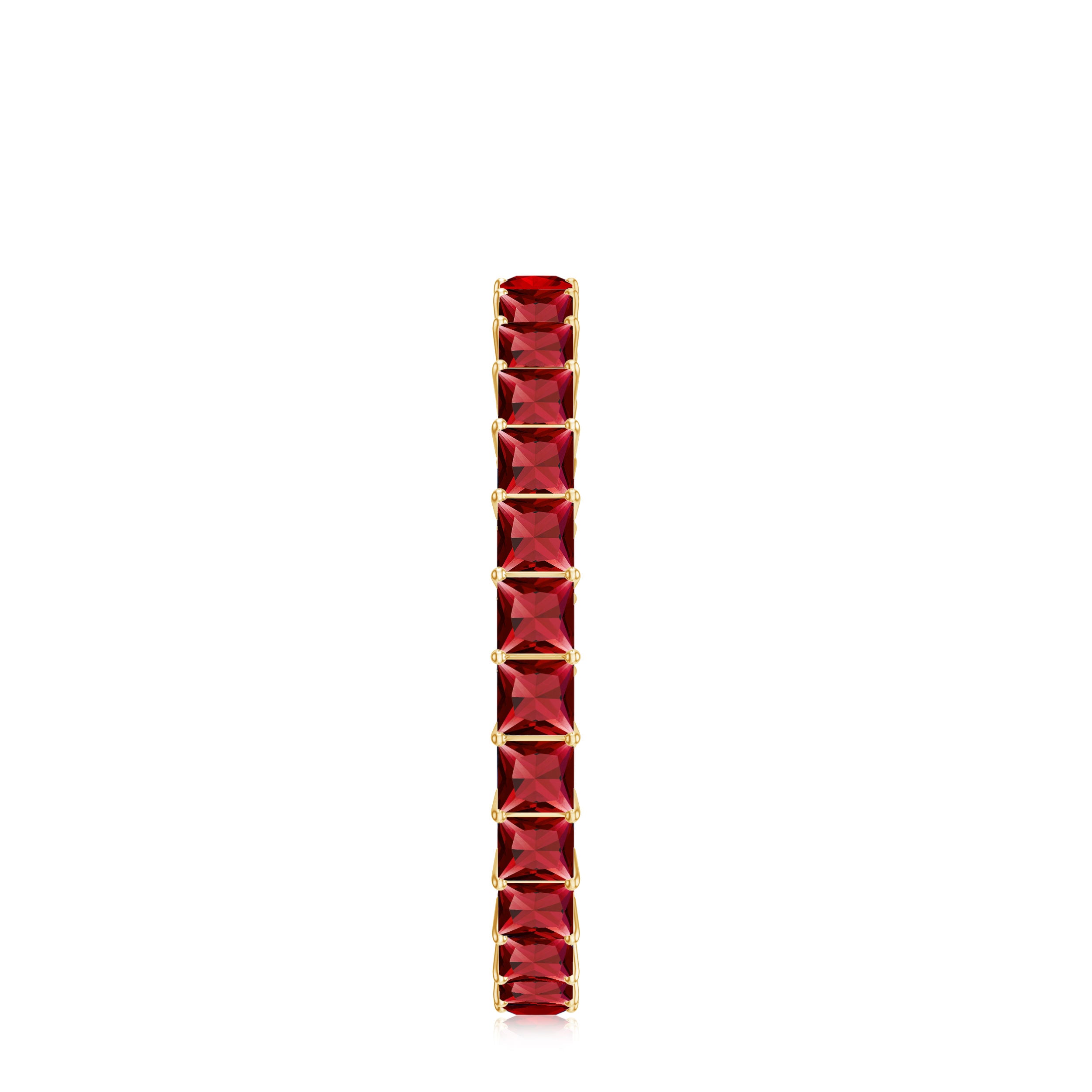 Princess Cut Created Ruby Stackable Eternity Band Ring in Gold Lab Created Ruby - ( AAAA ) - Quality - Rosec Jewels