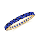 Princess Cut Created Blue Sapphire Stackable Eternity Band Ring in Gold Lab Created Blue Sapphire - ( AAAA ) - Quality - Rosec Jewels