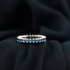 Princess Cut Created Blue Sapphire Stackable Eternity Band Ring in Gold Lab Created Blue Sapphire - ( AAAA ) - Quality - Rosec Jewels