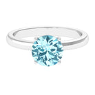 Aquamarine Solitaire Promise Ring with Diamond Aquamarine - ( AAA ) - Quality - Rosec Jewels