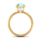 Aquamarine Solitaire Promise Ring with Diamond Aquamarine - ( AAA ) - Quality - Rosec Jewels