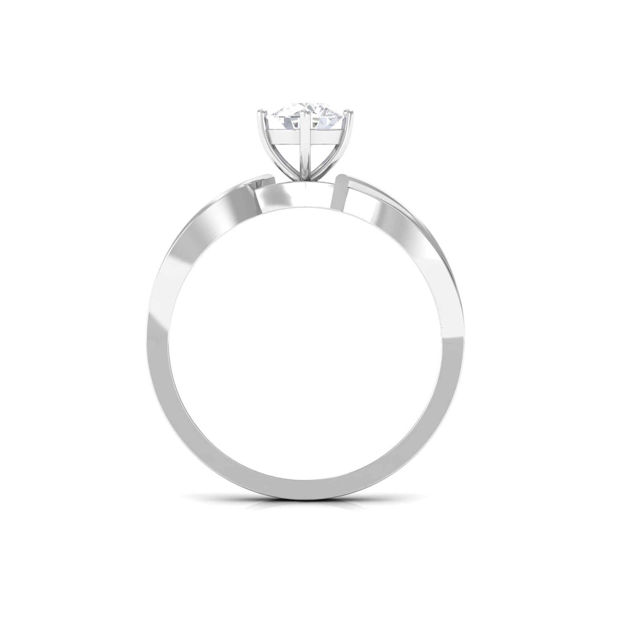 Infinity Shank Round Moissanite Solitaire Engagement Ring in Gold Moissanite - ( D-VS1 ) - Color and Clarity - Rosec Jewels