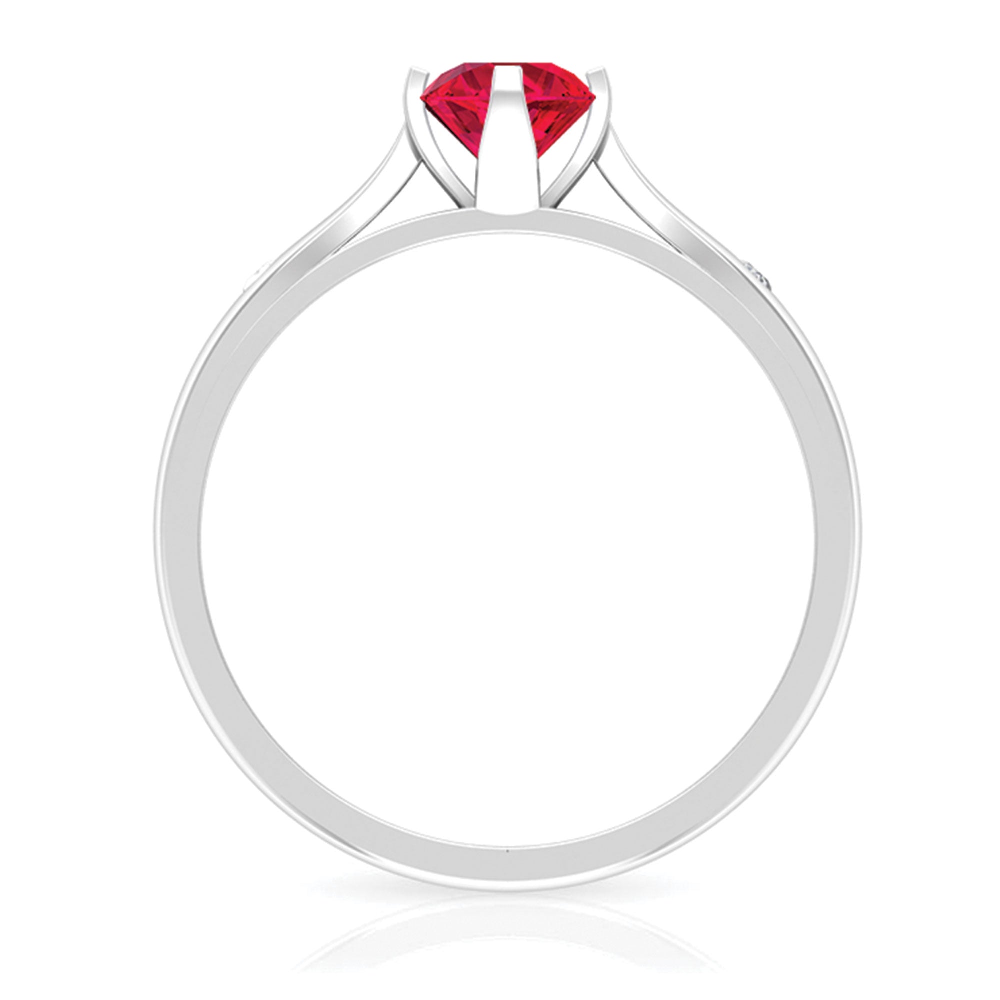 Certified Ruby and Diamond Minimal Solitaire Ring Ruby - ( AAA ) - Quality - Rosec Jewels