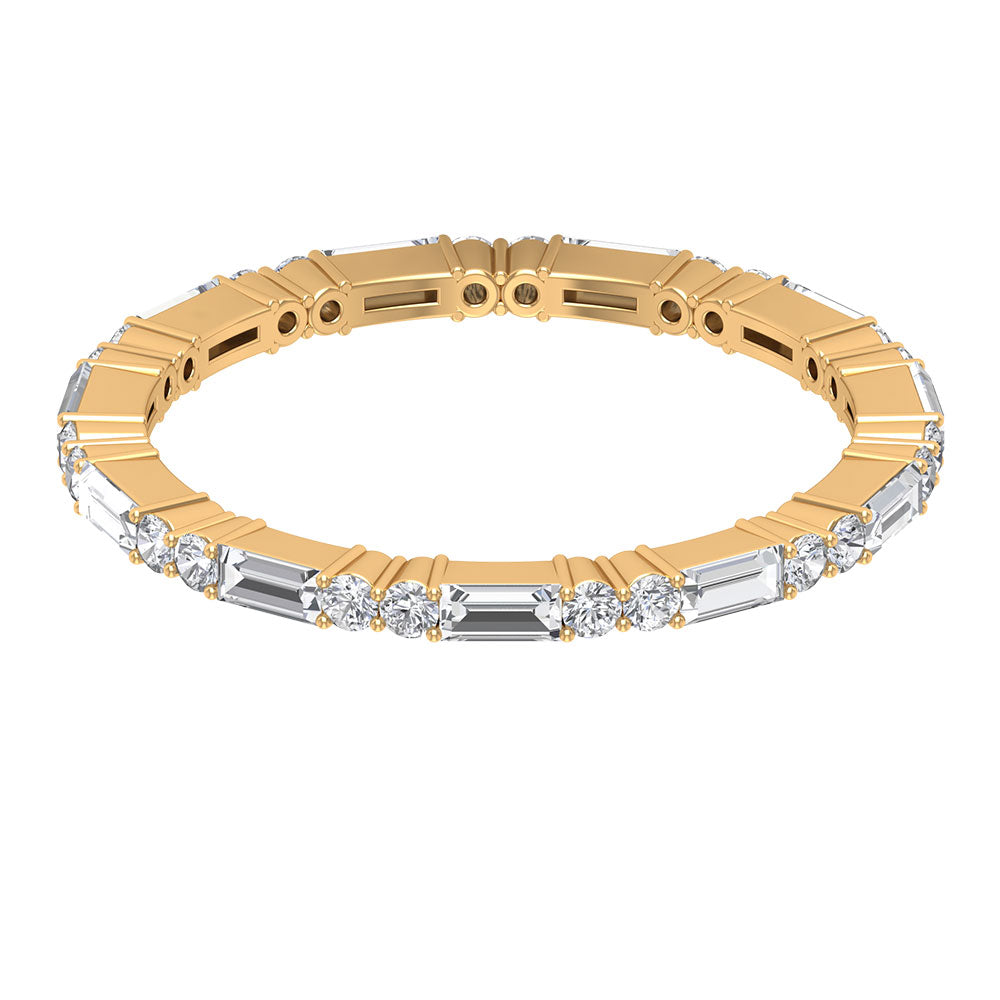 0.75 CT Baguette and Round Diamond Full Eternity Ring in Prong Setting Diamond - ( HI-SI ) - Color and Clarity - Rosec Jewels