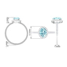 Diamond Halo Engagement Ring with 6X8 MM Claw Set Aquamarine Solitaire Aquamarine - ( AAA ) - Quality - Rosec Jewels