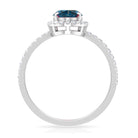 Oval Shape London Blue Topaz Cocktail Engagement Ring with Diamond London Blue Topaz - ( AAA ) - Quality - Rosec Jewels