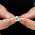 Minimal Blue Aquamarine Ring with Diamond Accent Aquamarine - ( AAA ) - Quality - Rosec Jewels