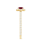 Minimal Ruby Engagement Ring with Diamond Halo Ruby - ( AAA ) - Quality - Rosec Jewels